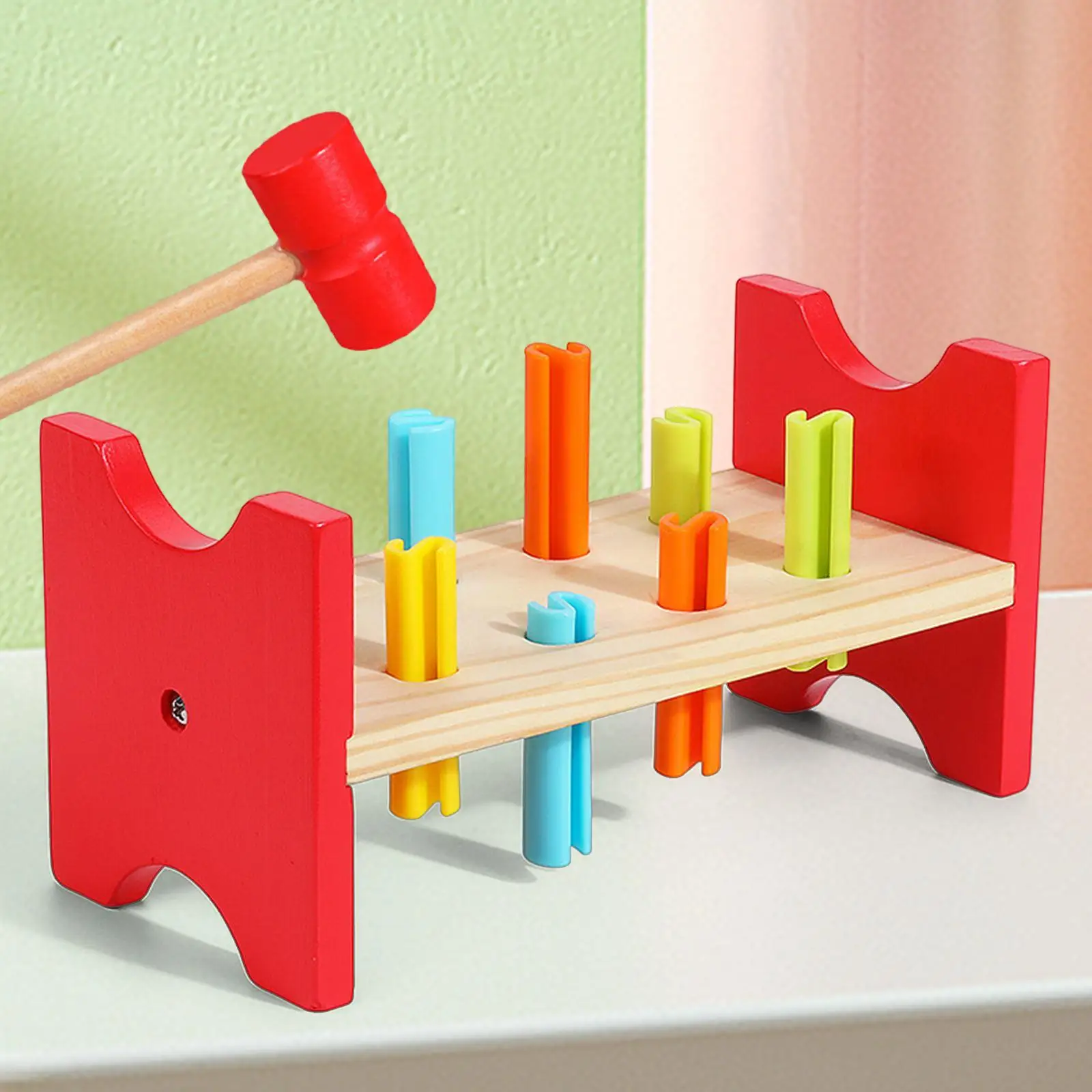 Wooden Pound Toy Early Learning with Mallet Hand Eye Coordination Pounding Pegs