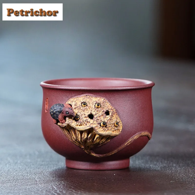 130ml Yixing Purple Clay Seedpod Of The Lotus Teacup Luxury Tea Bowl Tea Cup Set Tea-tasting Personal Cup Jianzhan Master Cups