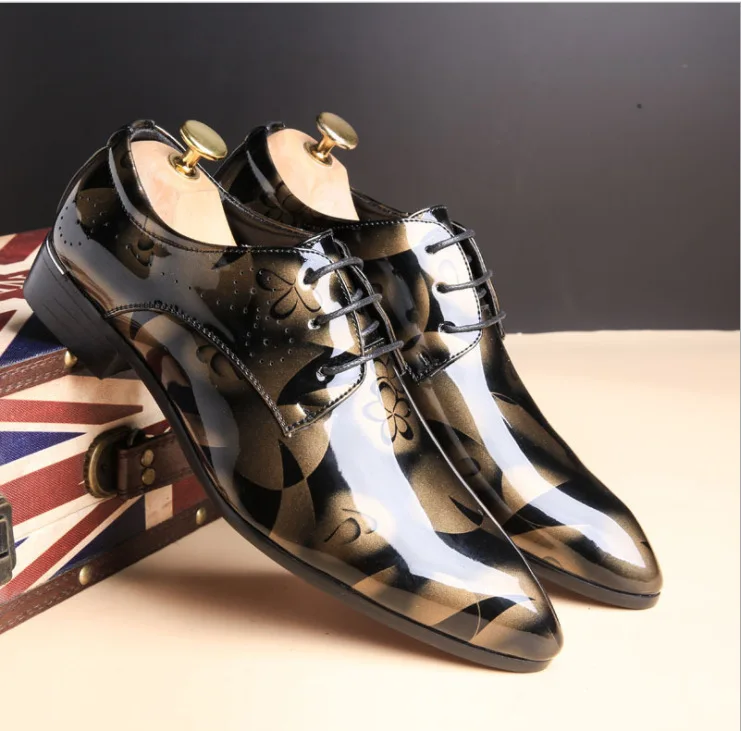 Office Men Dress Shoes Floral Pattern Men Formal Shoes Leather Luxury Fashion Groom Wedding Shoes Men Oxford Shoes Dress 37-50