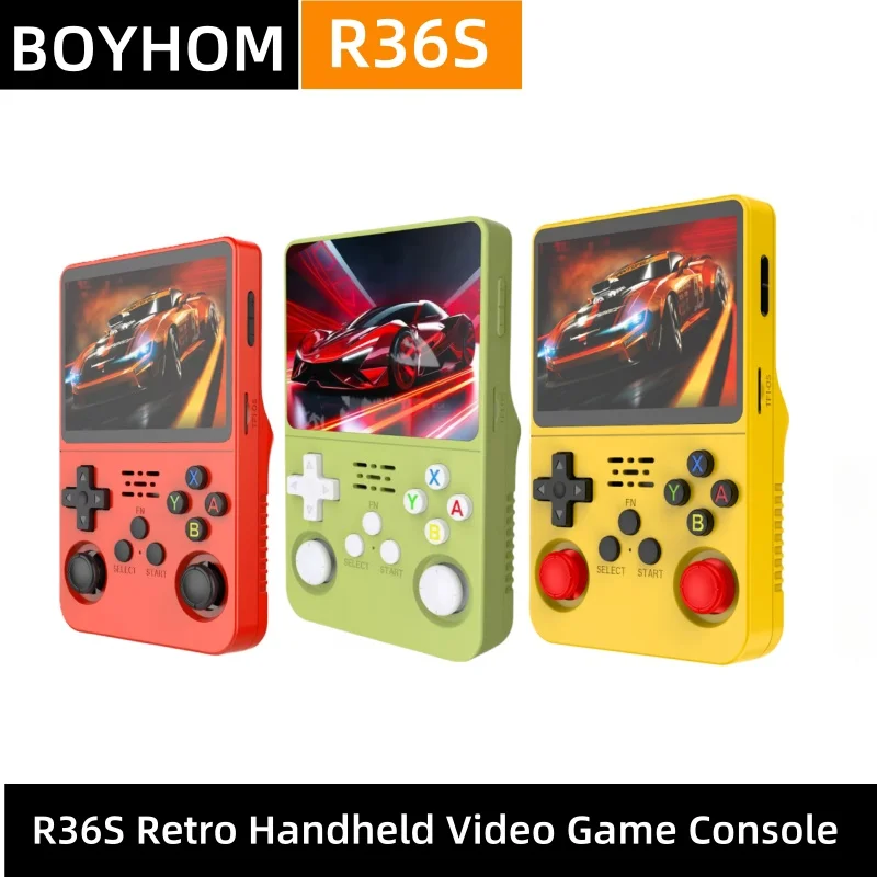 

BOYHOM R36S Retro Video Game Console Linux System 3.5 Inch IPS Screen Portable Pocket Player 64GB 128G Games best Kids gifts