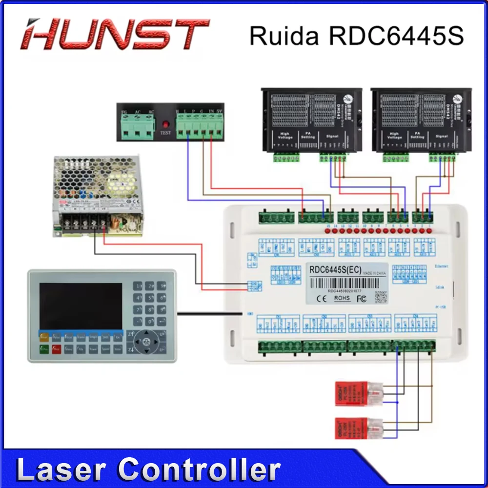 HUNST Ruida RDC6445G Karta sterowania laserem CO2 Płyta główna do systemu sterowania maszyną do cięcia laserowego CNC RDC6445S