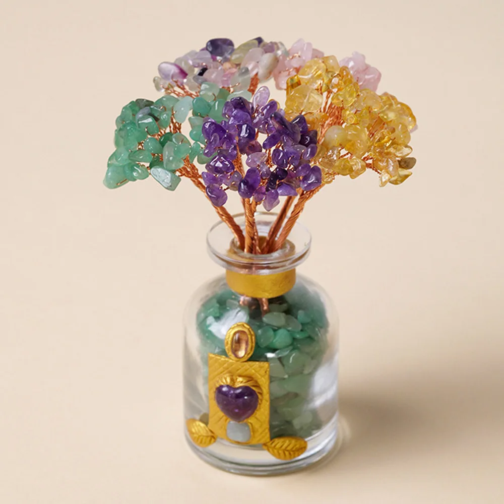 Natürliche Kristallsteine, Kupferdraht-Bouquet, Heilender Polierkies, DIY-Kristallblume, Geldbaum-Zubehör, Raumdekoration für Zuhause – Detail 2