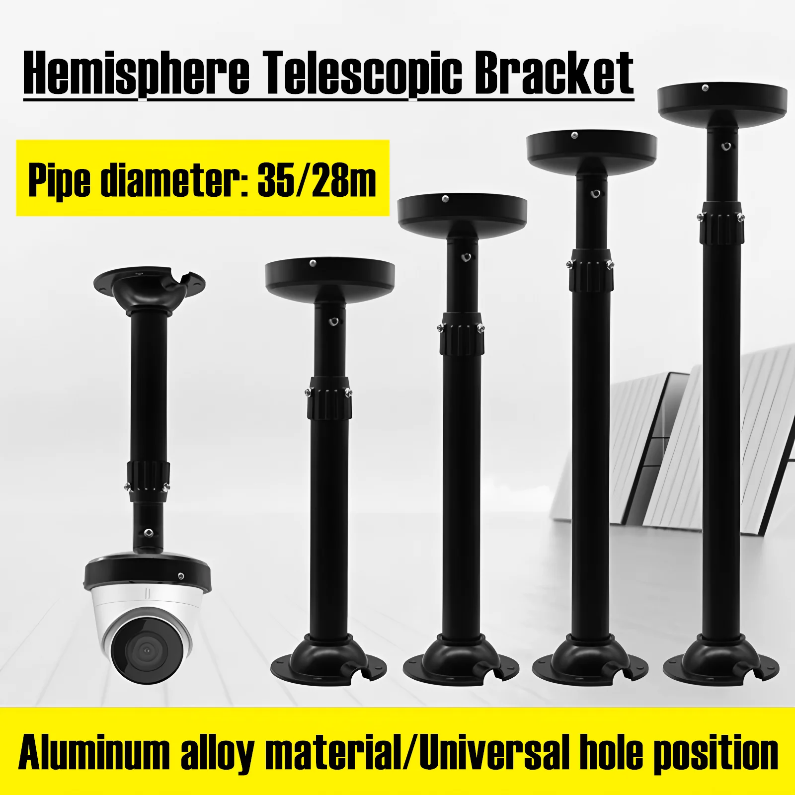 

Black Security Surveillance CCTV Dome Camera Ceiling Mount Bracket I Type Hoisting Hemispherical Telescopic Adjustable Support