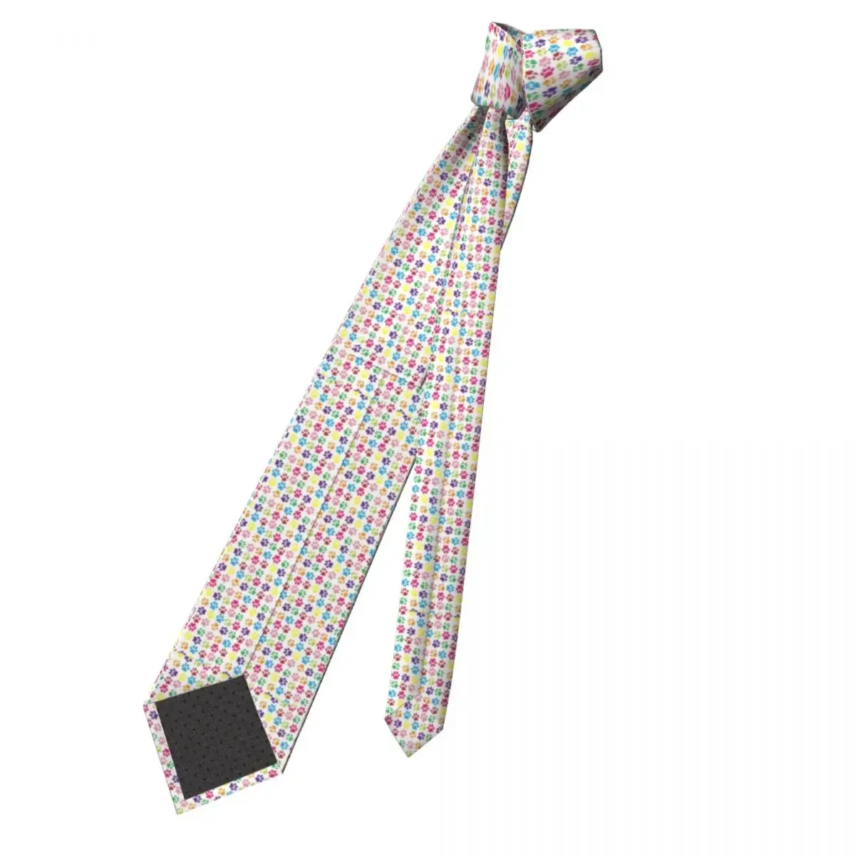 Classic Rainbow Paw Print Pattern Cute Neck Tie Men's Custom Silk Pretty Pet Neckties for Party Cravat