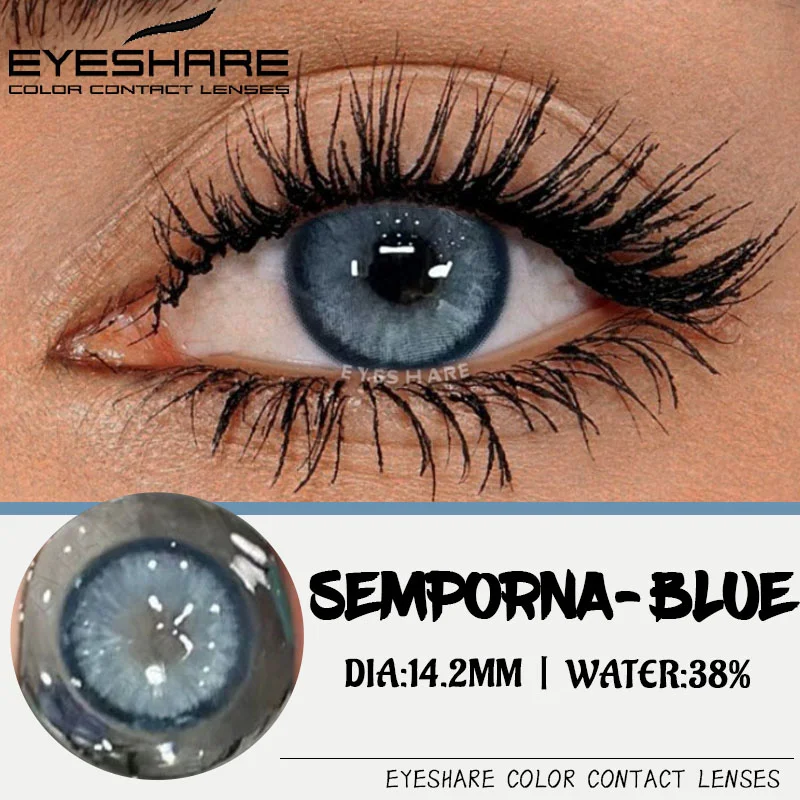 EYESHARE Lentes de Contatos Coloridas, Azul e Verde, Maquiagem Beleza Suave, Pupilas Cinza, Anual, 1 Par