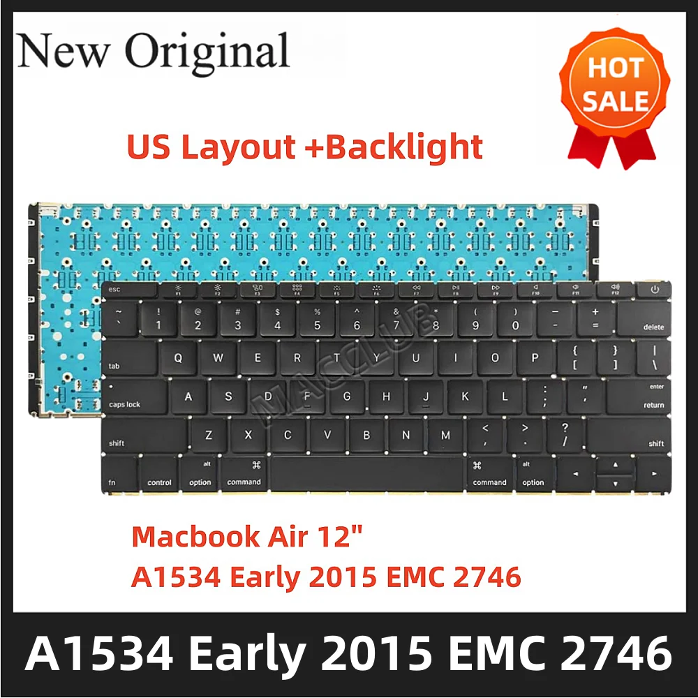 

Клавиатура A1534 для Macbook 12 дюймов, клавиатура A1534 US MF855 MF865 EMC2746 ранняя 2015 с подсветкой