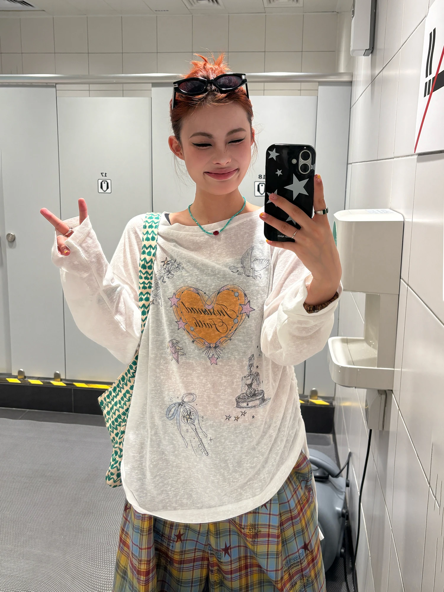 

Wild Azi Original Design Vintage Print Loose Lightweight Long Sve Cover up Women's Summer Thin Sun Protection Top Women