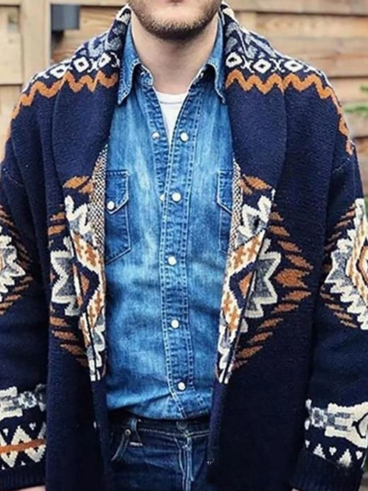 

Faionable Long Sve Jacquard Knit Loose Cardigan Casual Slim Fit Spring Autumn Casual Sle Turn down Collar Open Cardigan