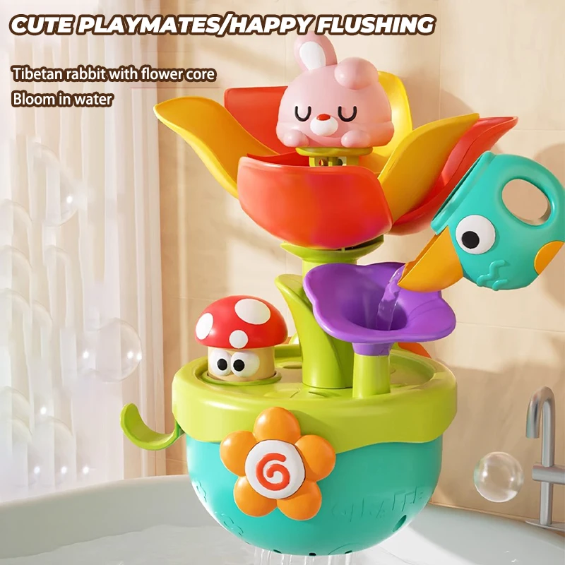 Zabawka do kąpieli dla niemowląt, kwitnąca pod prysznicem, głowica prysznicowa z efektem podnoszenia i opadania, letnia zabawa w łazience dla dzieci, zabawki do kąpieli z rozpylaniem wody.