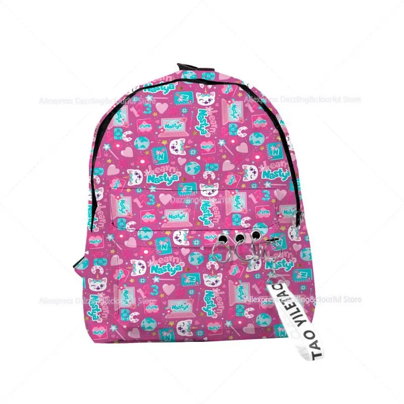 Classic Popular Like Nastya Backpacks Boys/Girls pupil School Bags 3D Print Keychains Oxford Waterproof Cute Small Backpacks