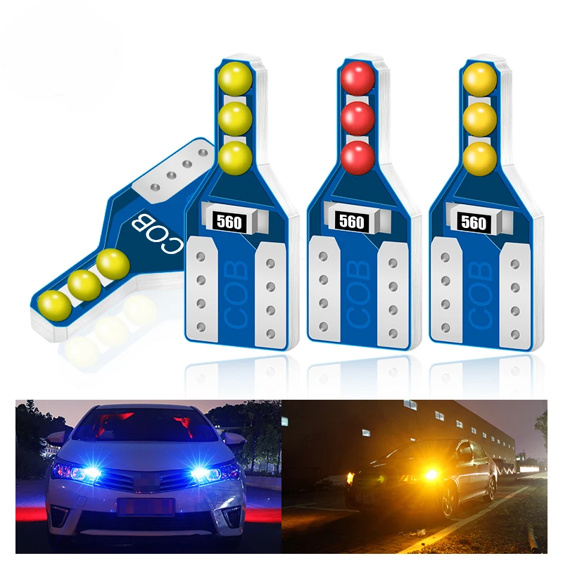 2Pcs T10 LED W5W Bulbs 194 Bulb 168 6SMD Car Interior Reading Lamp Rear Parking Clearance Auto Signal Lamp Multicolor 12v