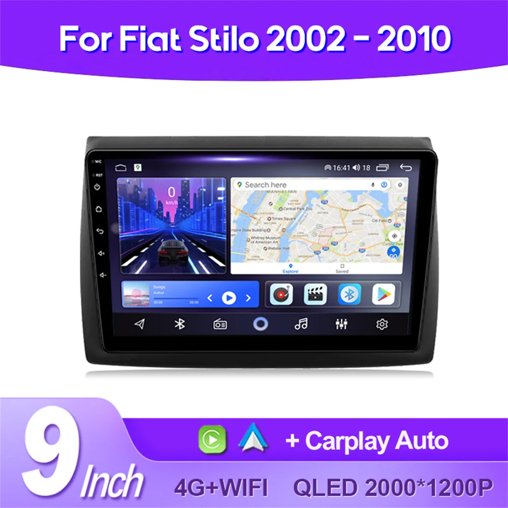 

QSZN Car Radio For Fiat Stilo 2002 - 2010 2K QLED Android 13 Multimedia Video Player AI Voice CarPlay GPS 4G Head Unit Stereo