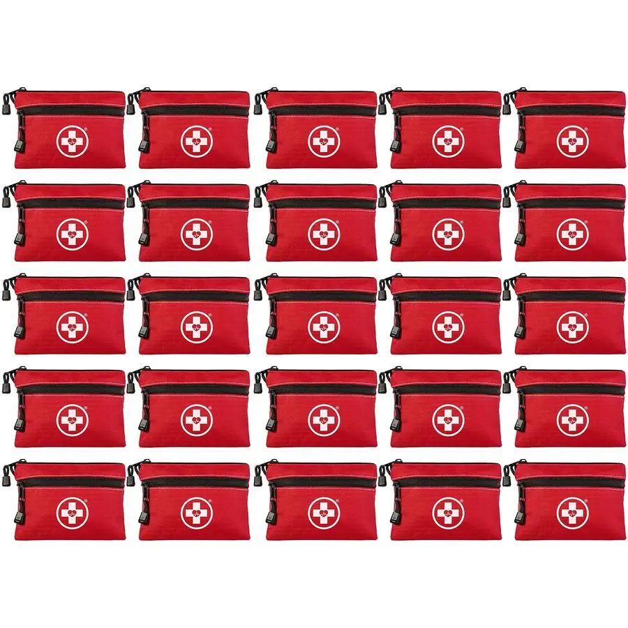 طقم الإسعافات الأولية 2 في 1 للسيارة، أثناء السفر إلى المنزل، طقم صغير لمساعدات الطوارئ الطبية والبقاء على قيد الحياة والتخييم 64 قطعة، 25