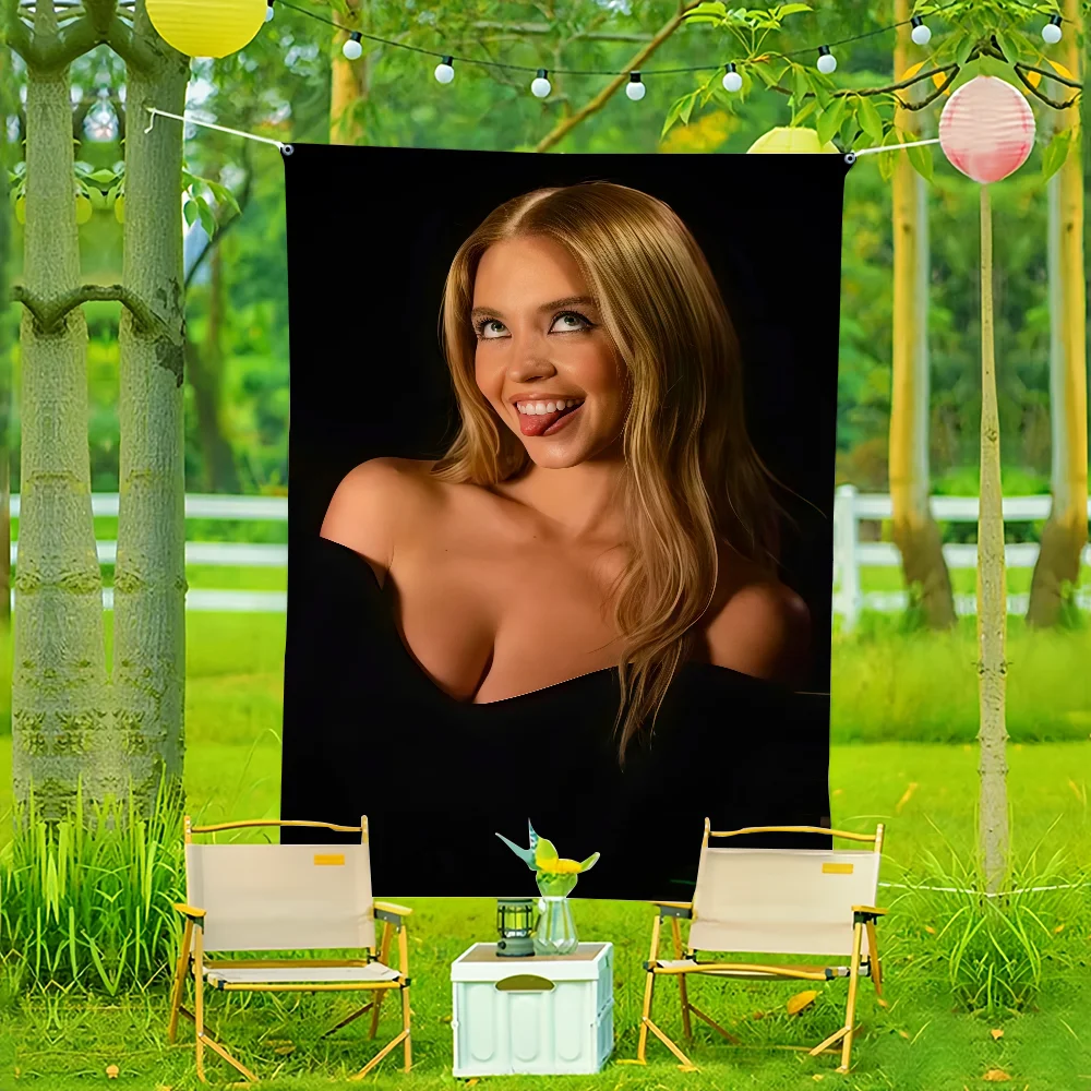 الممثل S-Sydney S-Sweeney العلم لغرفة المعيشة المنزل النوم فن الديكور المنزل حفلة نزهة ديكور راية #2