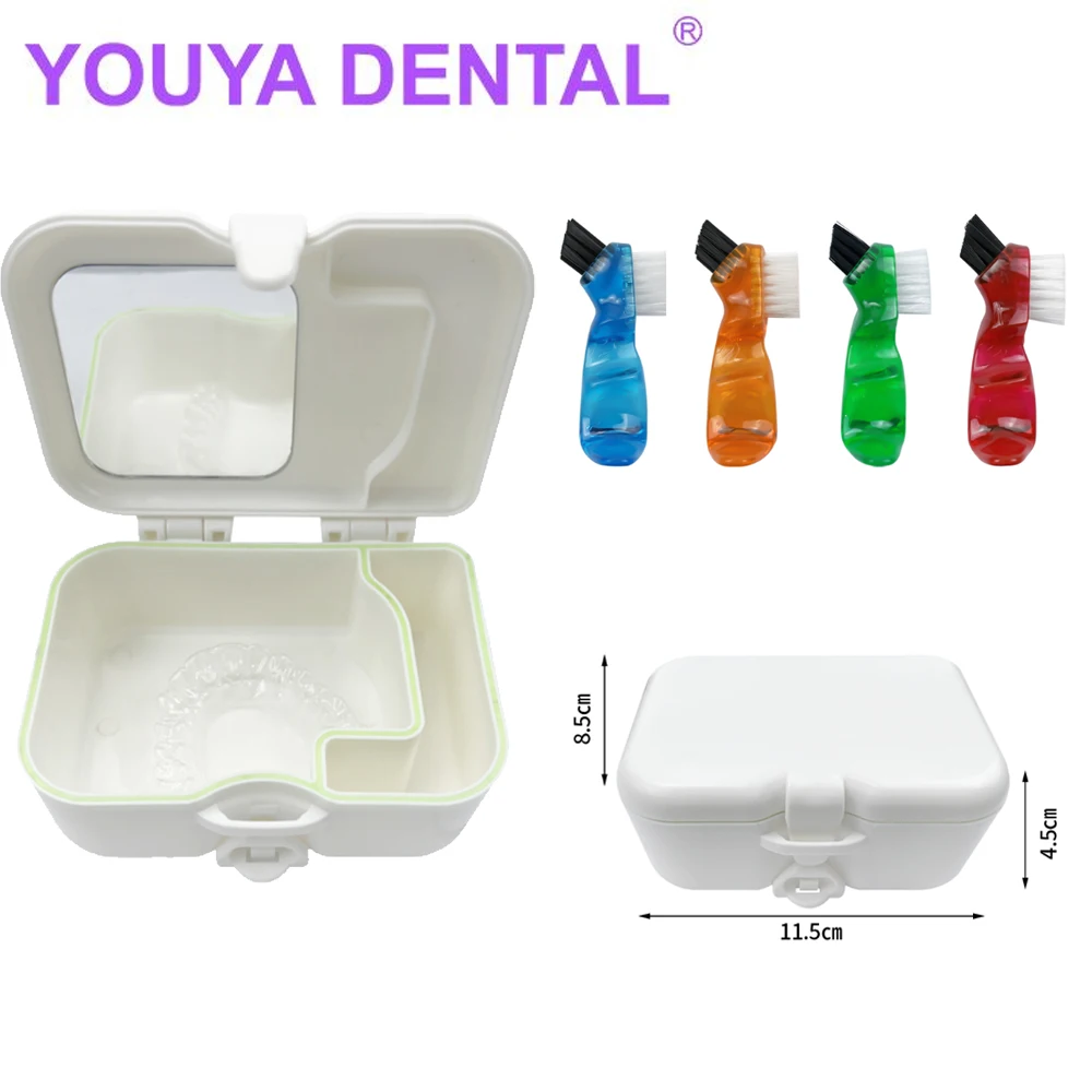 Dental Storage Box Denture False Teeth Storage Box Case Orthodontic Case With Brush Container Cleaning Cases Oral Hygiene Travel