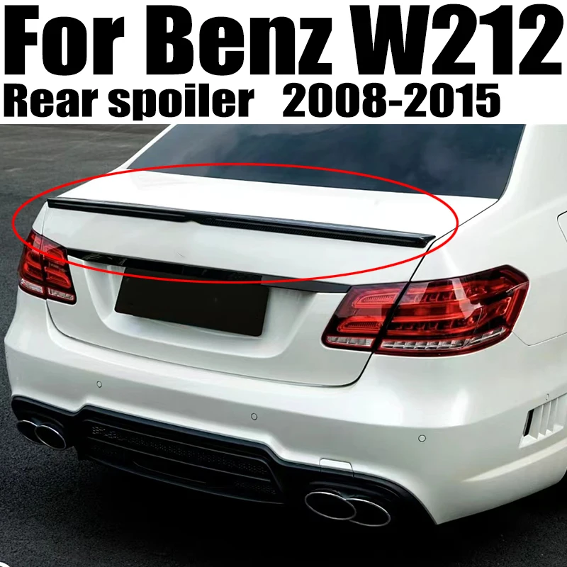 

For Mercedes Benz E Class W212 E180 E200 E260 E300 E320 Sedan 4 Door Black Carbon Rear Trunk Lid Ducktail Lip Spoiler Wings Part