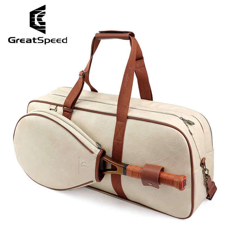 

Multi-functional Adults Tennis Bag Professional Squash Badminton Tennis Racquet Bag Retro Large Capacity Tennis Shoulder Bags