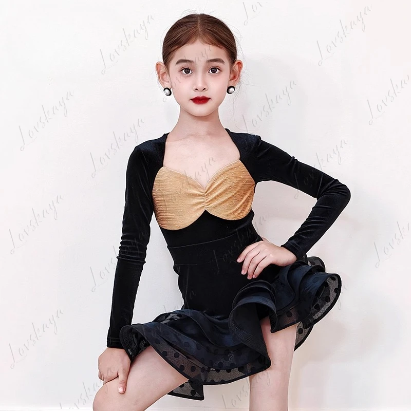 

New Style Junior Dance Costume for Girls with High-end Feel. Winter and Autumn Performance and Practice Dress.