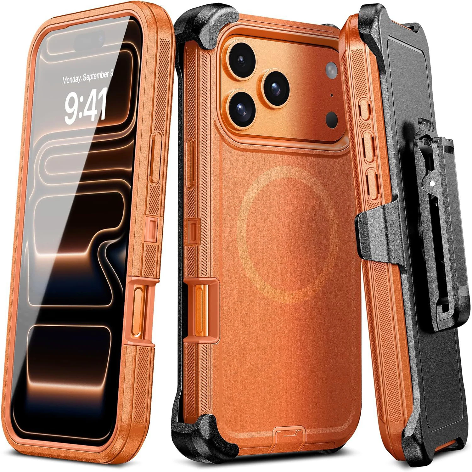 

For iPhone 17/17 Air/17 Pro/17 Pro Max Magnetic Case Belt Clip Holster 3-Layer Drop Proof Heavy Duty Shockproof Cover
