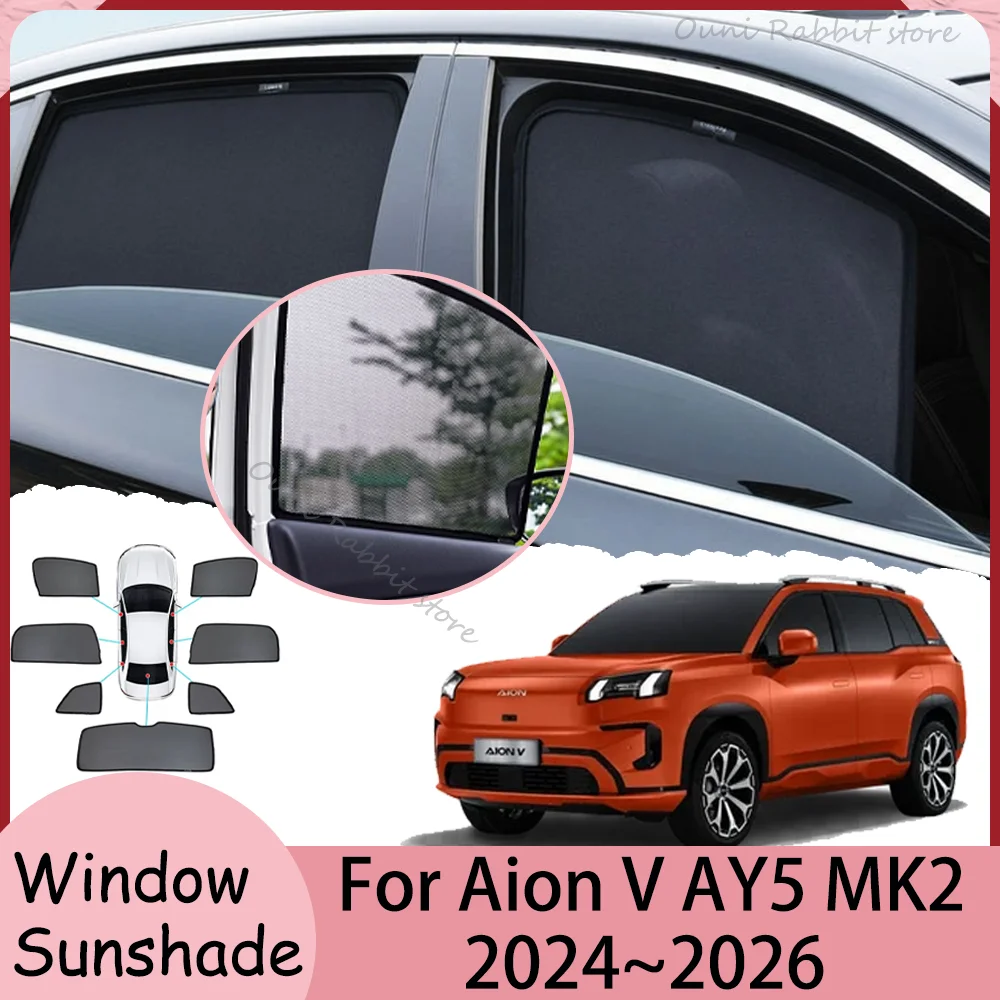 

Для Aion V AY5 MK2 2024~2026 2025: Магнитная сетчатая солнцезащитная шторка для боковых окон автомобиля, защита от солнца, аксессуар для интерьера