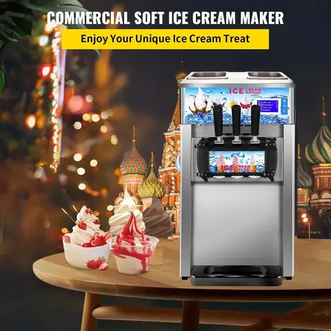 VEVOR 18L/H 3-flavor Yogurt Maker Commercial Ice Cream freezer Machine  One-click Clean  LCD Display new soft ice cream machine