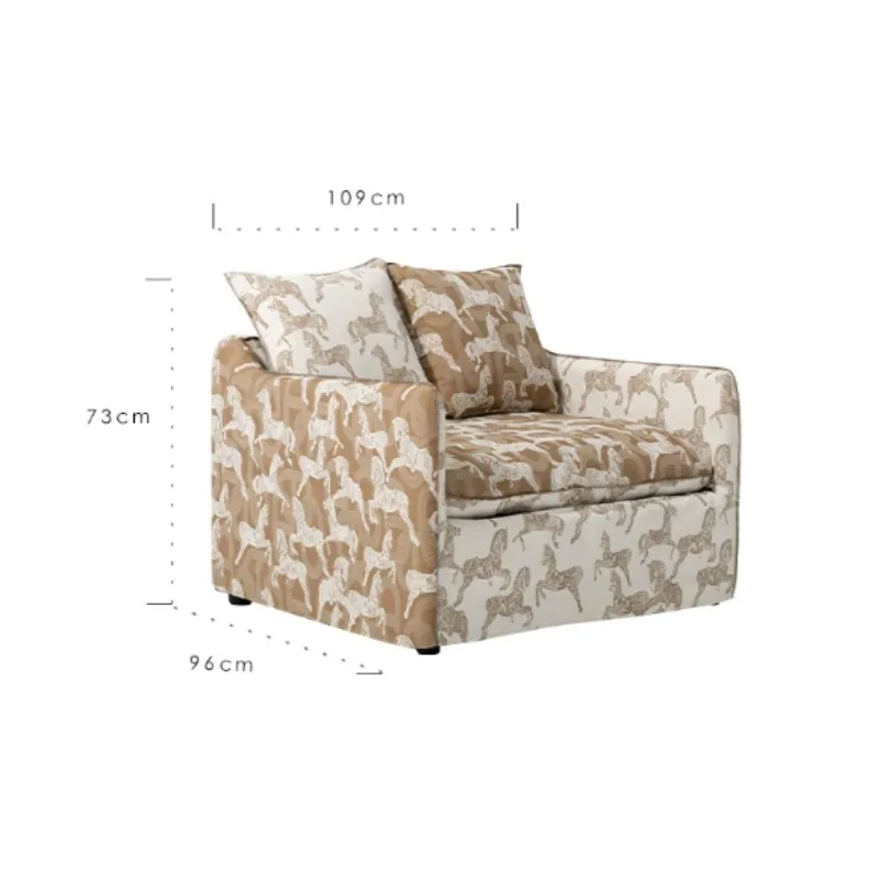 Royal horse 1.5-seat sofa, double living room solid wood down dismantling and washing bedside stool
