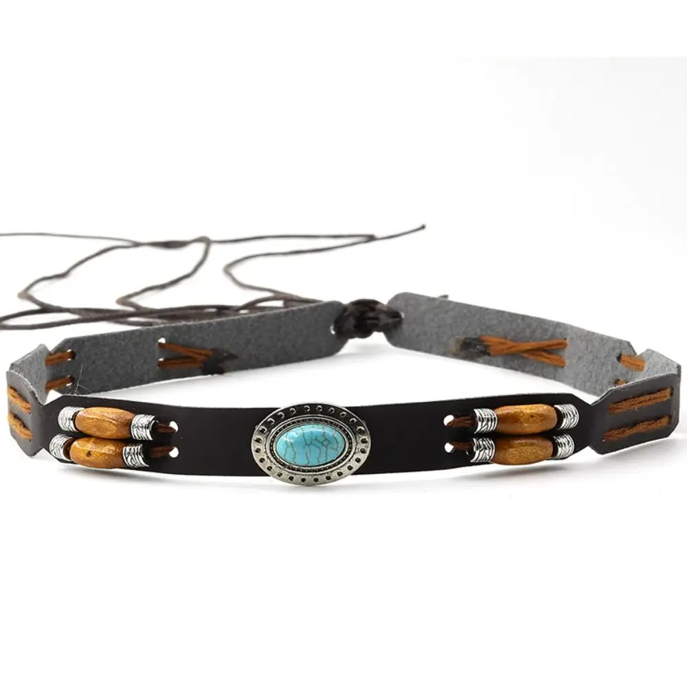 Fashion PU Cowhead Belt Adjustable Handmade Hat Decoration Handwoven Belt Buckles Men