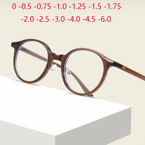 Imagen 1 del producto Gafas redondas antirreflectantes para miopía para mujeres y hombres, lentes ópticas con bloqueo de luz azul y receta de 0-0,5-0,75 a-6,0