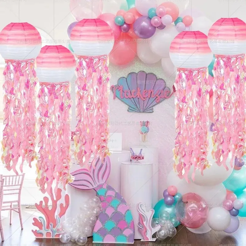 New Top Quality Mermaid Jellyfish Ocean-Themed Decorative Party Paper Lanterns with Steel Wire for Festive Lighting view 5