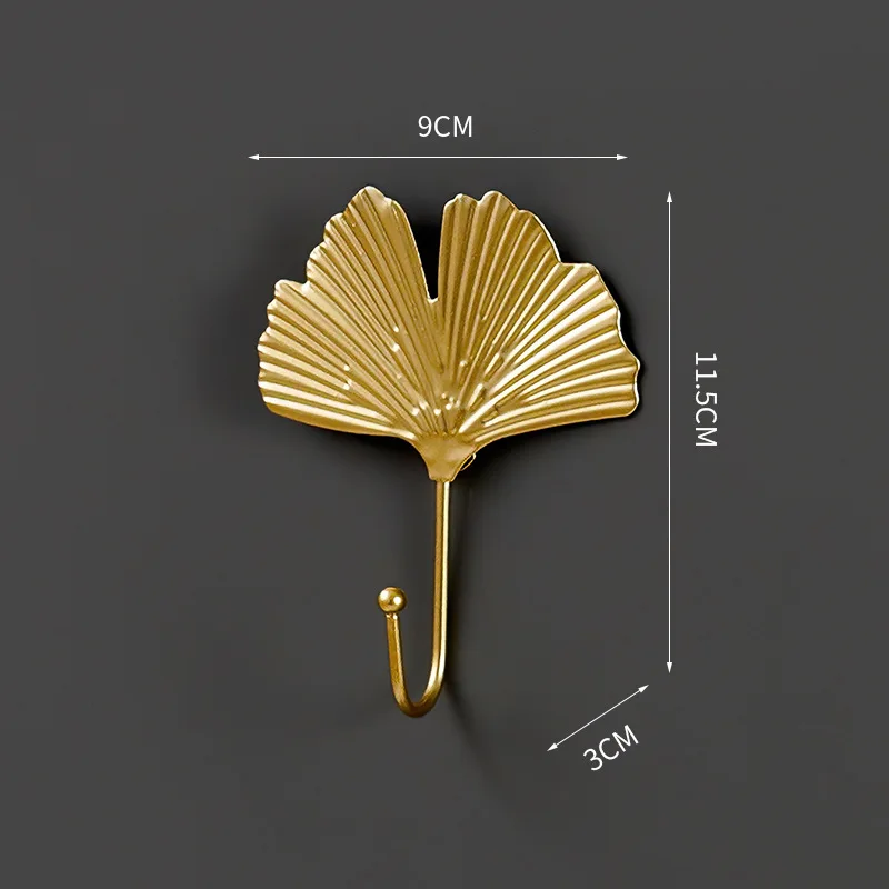 Nordic Style Gold Leaf Shape Wrought Iron Hook Luxury Firm Wall Hanger Hanging Storage Rack for Towel Clothes Home Organization