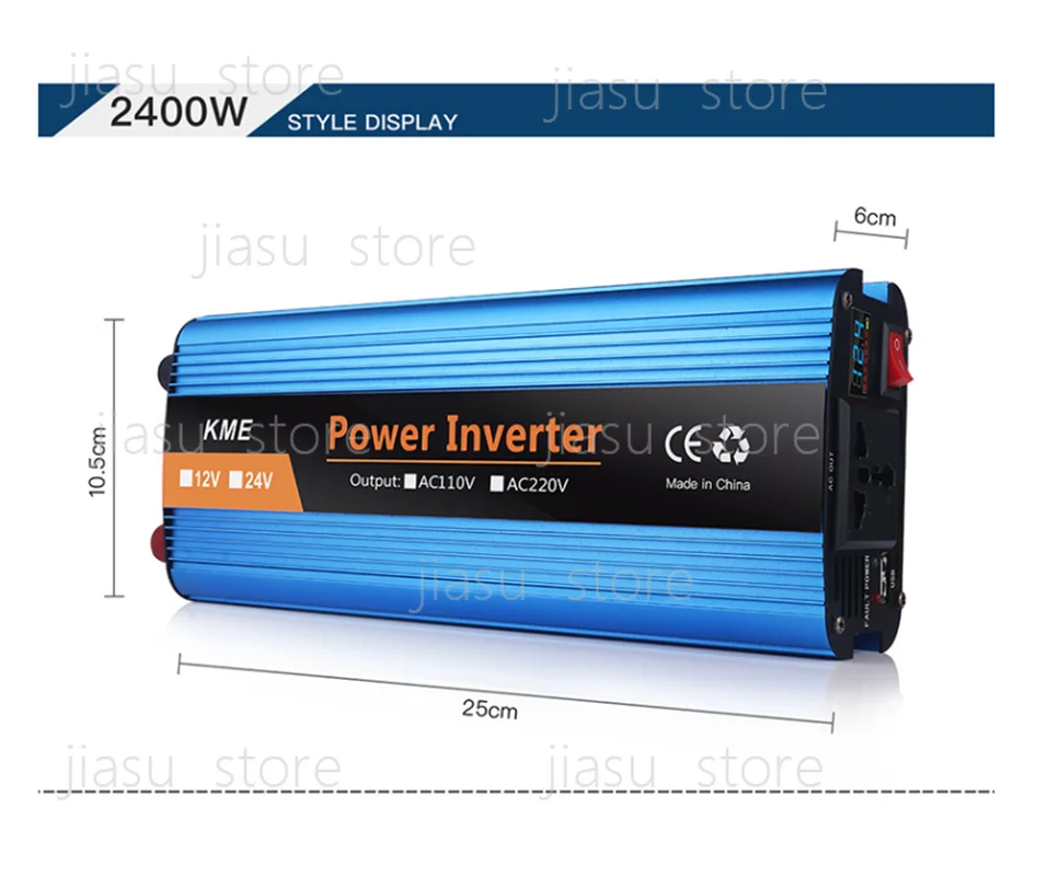500W 1200W 1600W 2400W 12V 24V 36V 48V 60V to 220V Single Digital Display Smart Power Car Inverter Power Converter view 4