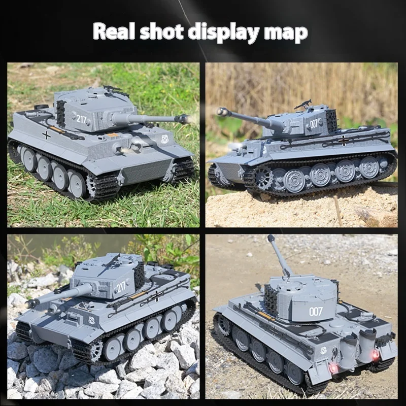 لعبة دبابة نمر RC 1/24 مع مسارات واقعية على طراز الحرب العالمية الثانية برج دوار تأثيرات الصوت والضوء أصدقاء الوالدين والطفل متعة المعركة
