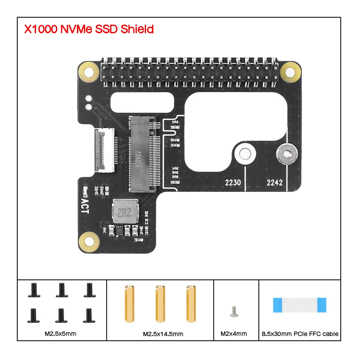 Плата расширения SSD AT87-X1000 для Raspberry Pi 5 PCIE-M.2 NVMe 2242-2230 Периферийная плата PCIe