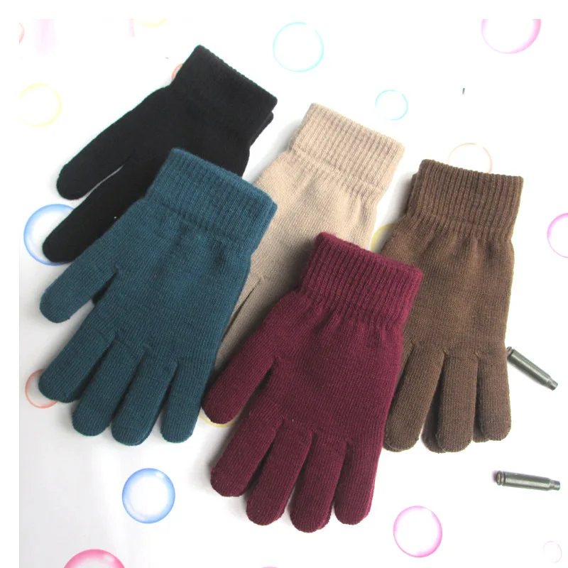 

Hot-Selling Solid Color Man Knitted Warm Full Finger Gloves Touch Screen Mittens Autumn Cold Weather Short Wrist Gloves Gifts