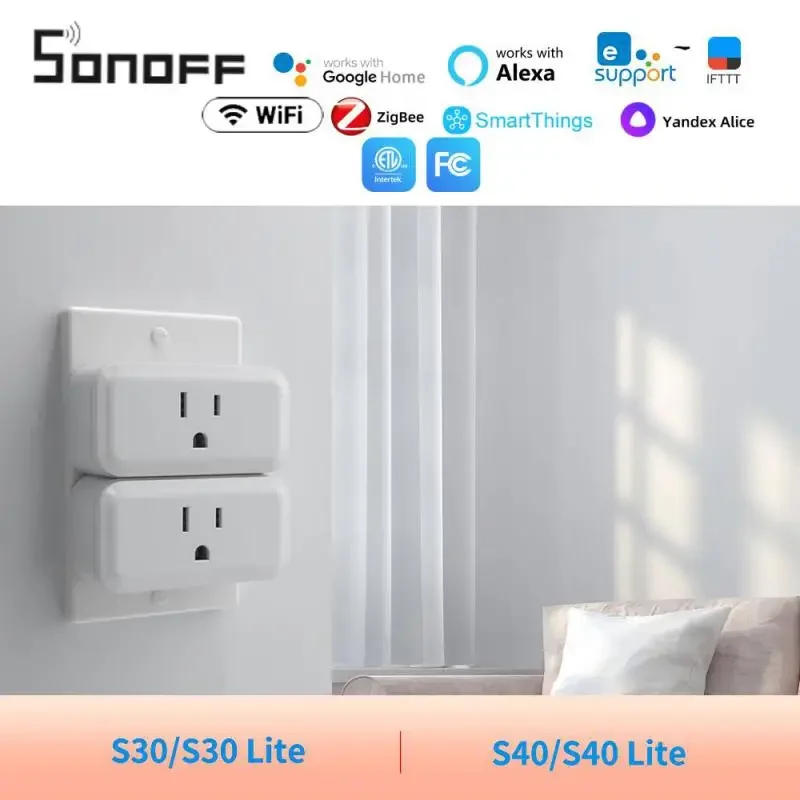 Sonoff S40 S31 Lite Smart Socket With Energy Monitoring WiFi/zigbee Plug US Standard Socket Support Alexa Google Assistant Siri