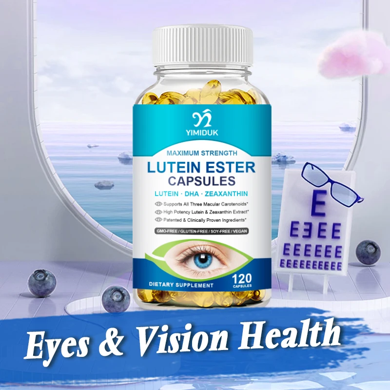 Lutein Ester Capsules (Lutein DHA Zeaxanthin) พร้อมประกอบด้วยวิตามินสังกะสี C, E, รองรับความเครียดของดวงตา ดวงตาแห้ง & สุขภาพการมองเห็น