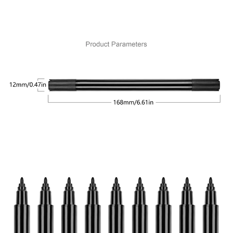 Imagem -06 - Marcador Tecido Ponta Dupla Peças à Prova Dágua para Roupas Caneta Marcadora Tecido Preto Ponta Dupla para