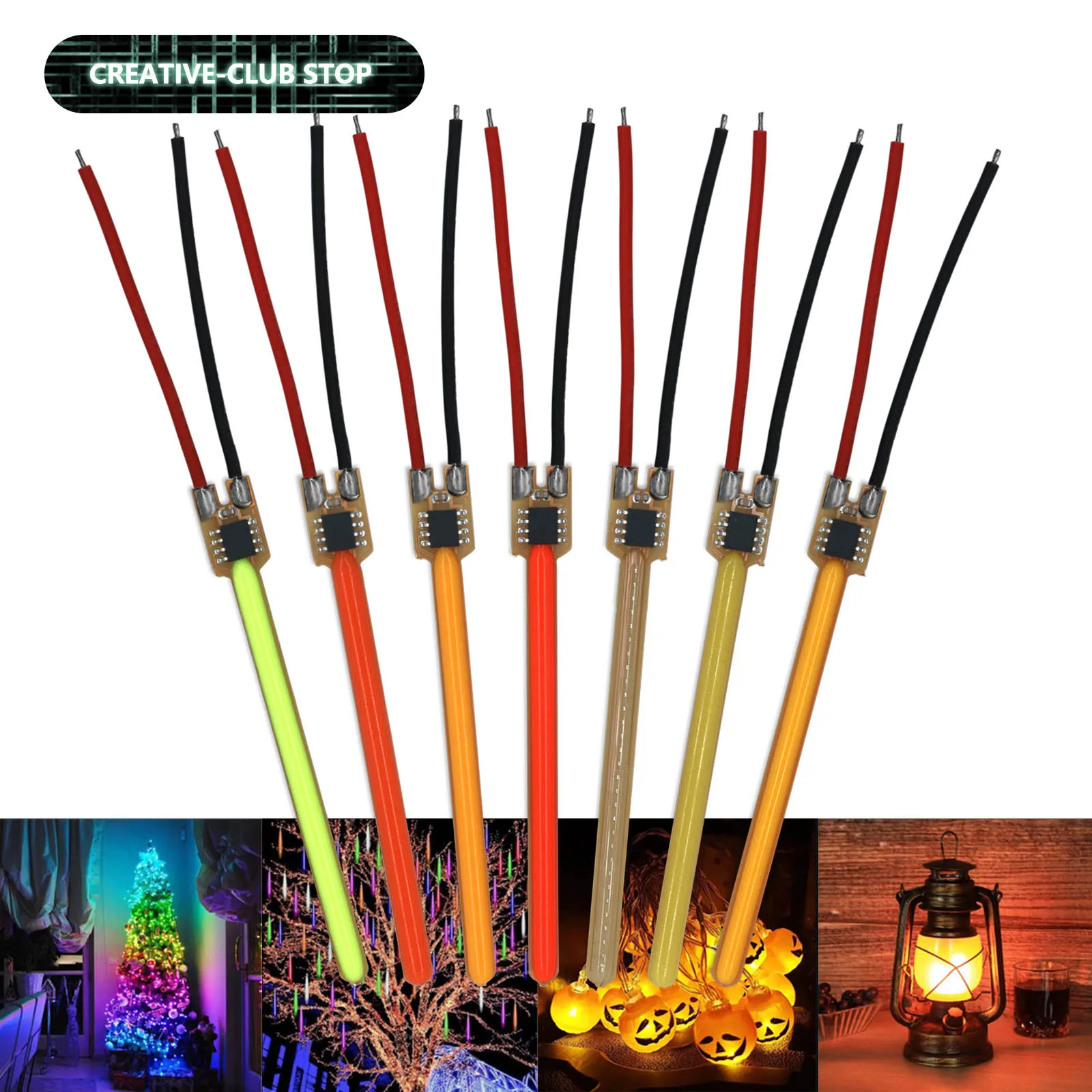 

5 Modes DC3V COB LED Filament With Welding Wire 70mm Meteor Lights Flame Lights Burst Lights Reflux Lamp Tungsten Filament Lamp