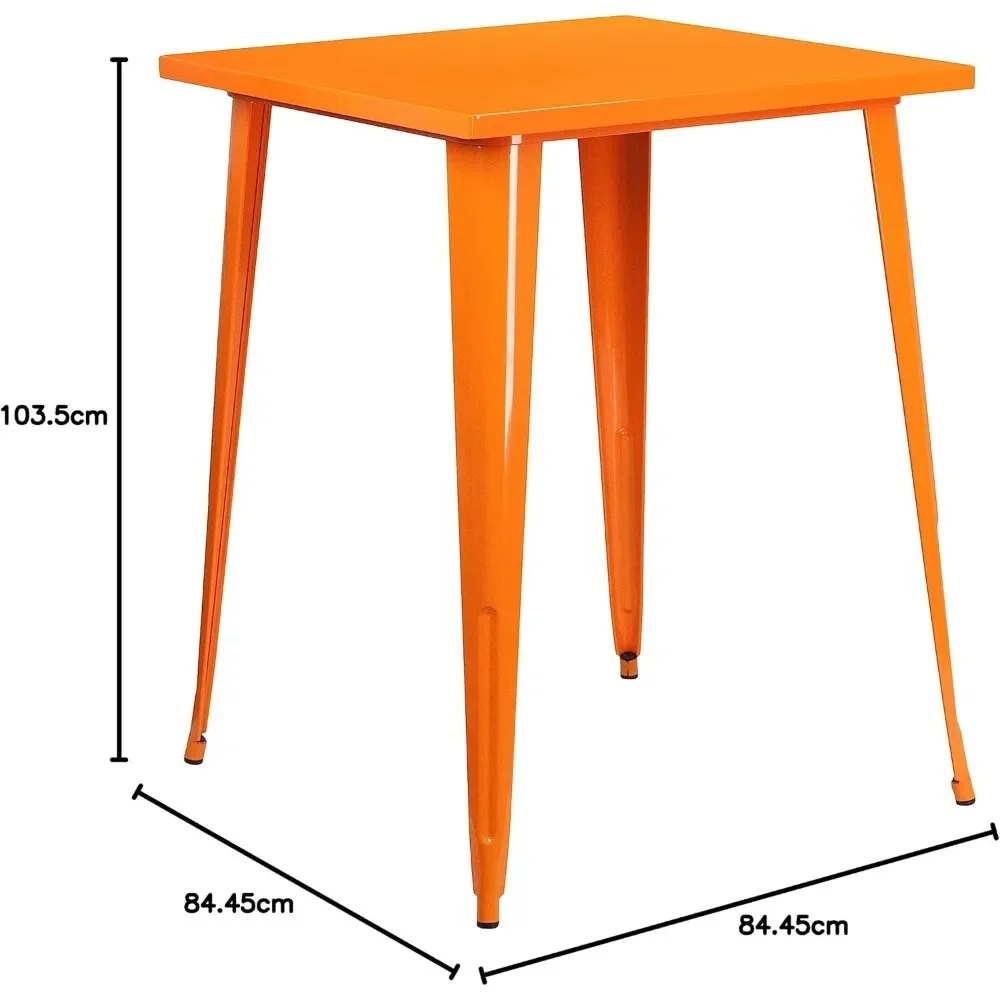 Nolan commerciële kwaliteit 31,5 inch vierkante oranje metalen binnen-buiten barhoogte tafel |