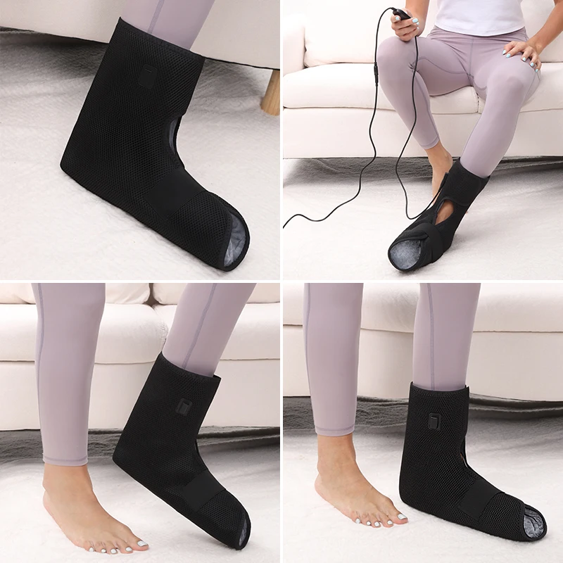 غلاف قدم كهربائي دافئ - 3 تروس للتدليك والمؤقت، يخفف آلام المفاصل وتورم العضلات، يساعد على التعافي الرياضي، مثالي لكبار السن