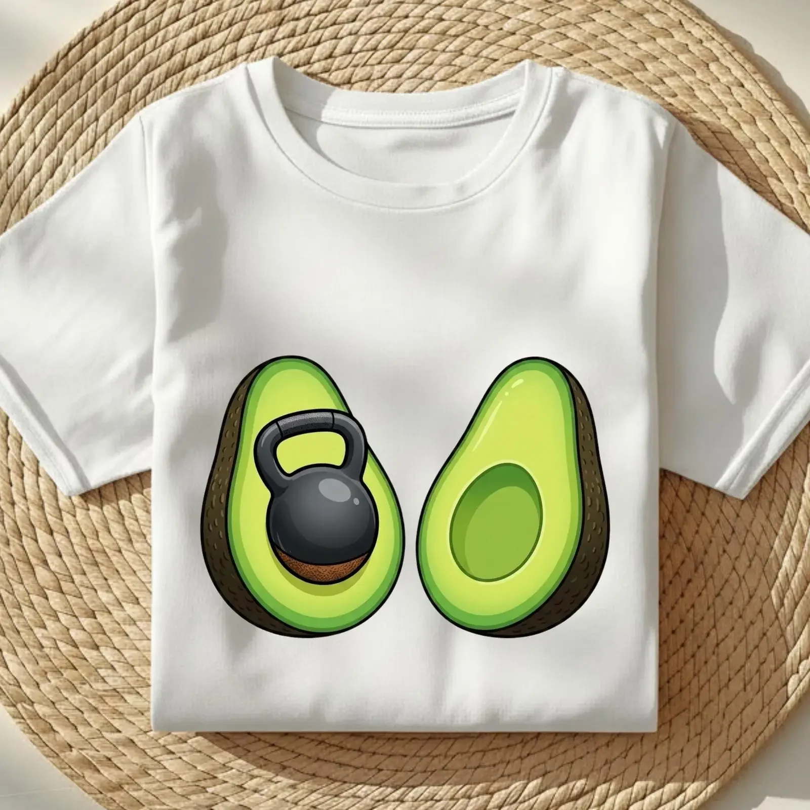 Funny Avocado Kettlebell Gym Workout Fitness Pun T Shirt Lover Foodie  vintage Washed designer clothes Top For Everyday Wear