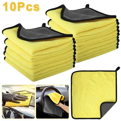 

1-10Pcs Car Cleaning Towels Thicken Microfiber Soft Quick Drying Windows Mirrors Wiping Rags Home Double Layer Car Rag