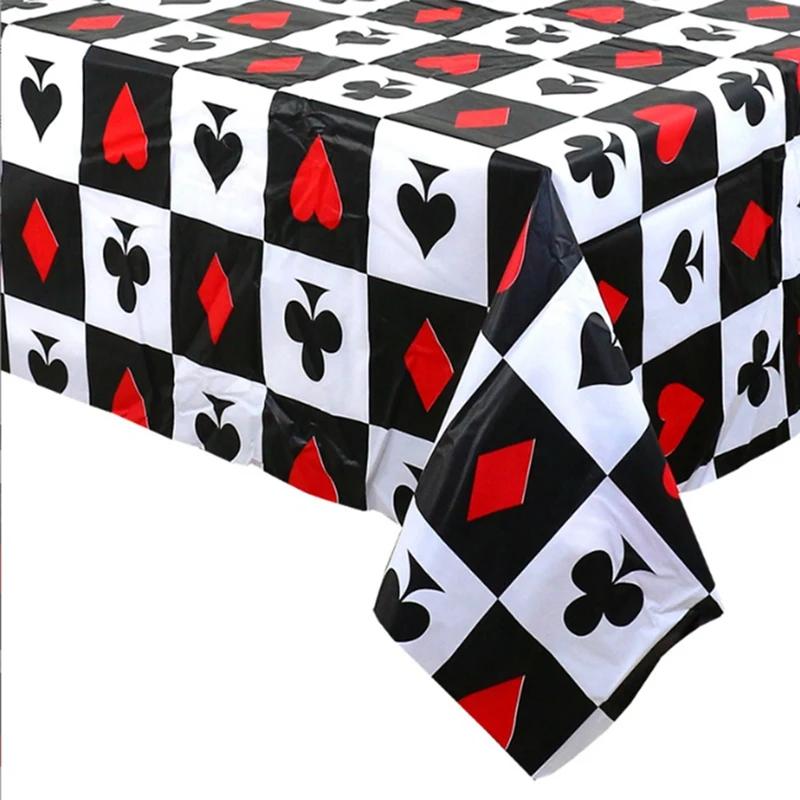 3 Piece Tablecloth Disposable Tablecloth Poker Casino Party Football Rugby 54 Inch X 108 Inch