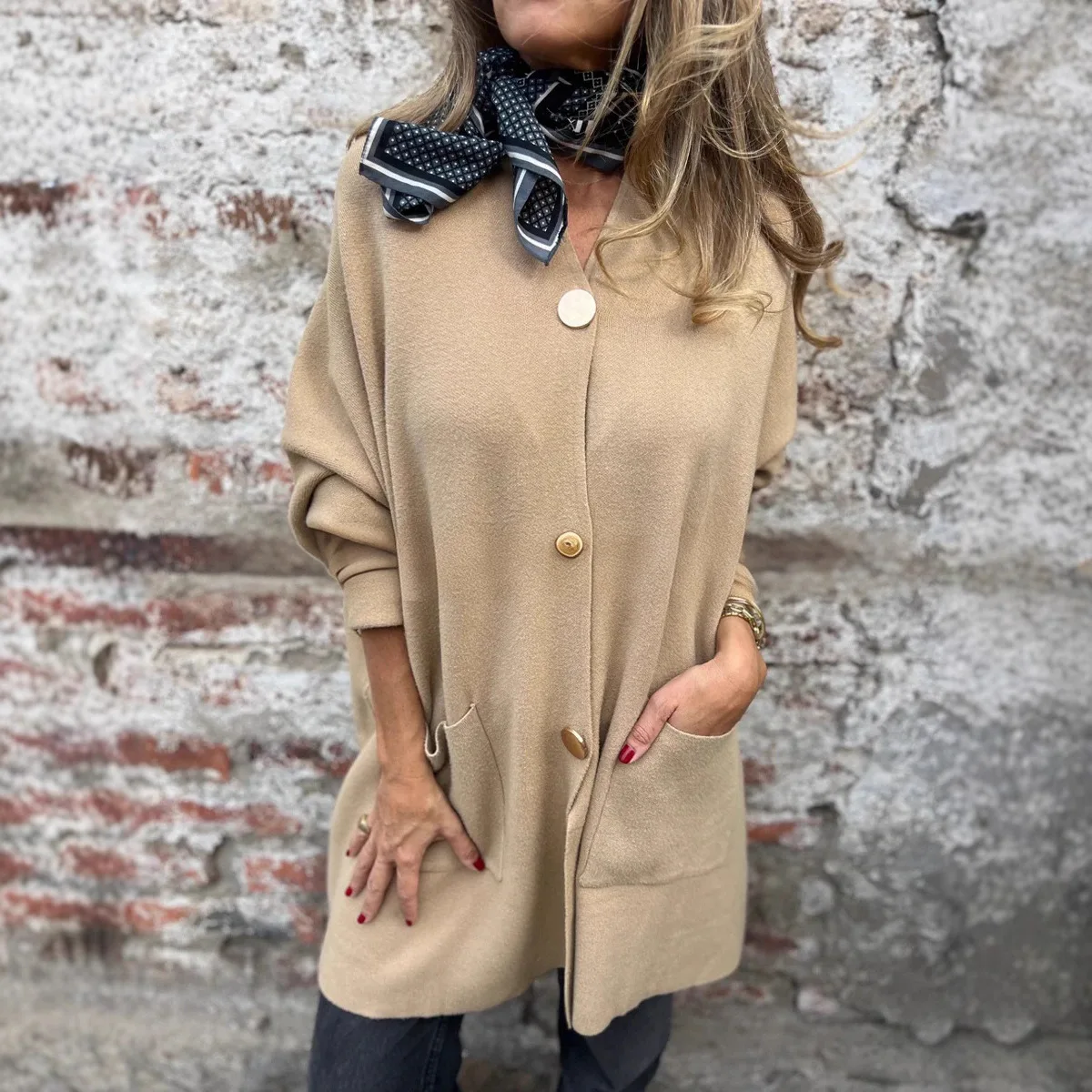 

Casaco Feminino Autumn Winter Versatile Mid-length Cardigan Jacket Women New Single-breasted Pocket Solid Color Knitted Cardigan