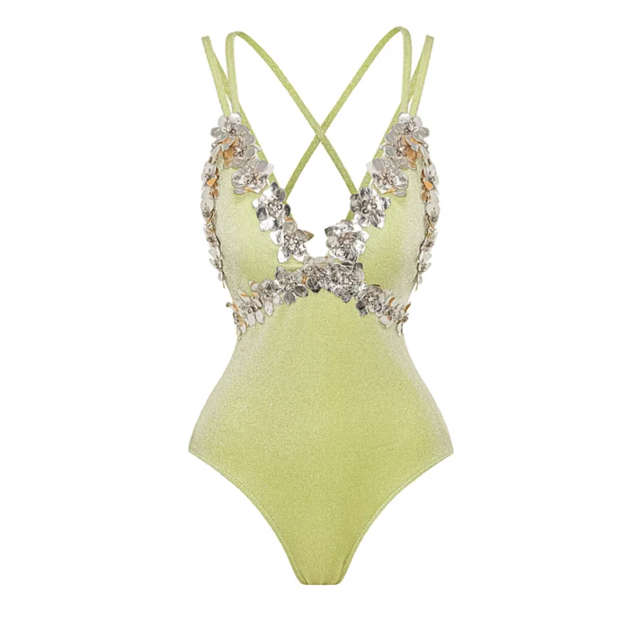 Une pièce femmes maillots de bain unis 3D maillot de bain à fleurs à la mode et sexy maillots de bain dentelle robe de plage Style
