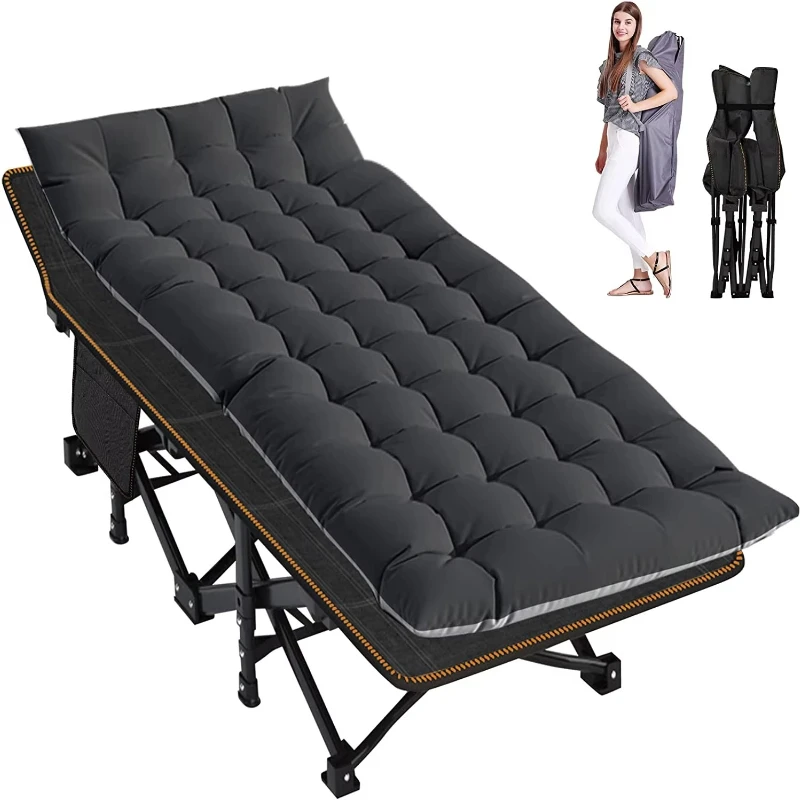 

Adult Portable Outdoor Rollaway Bed with Cushions Camping Bed, Portable Travel Outdoor Camping Bed