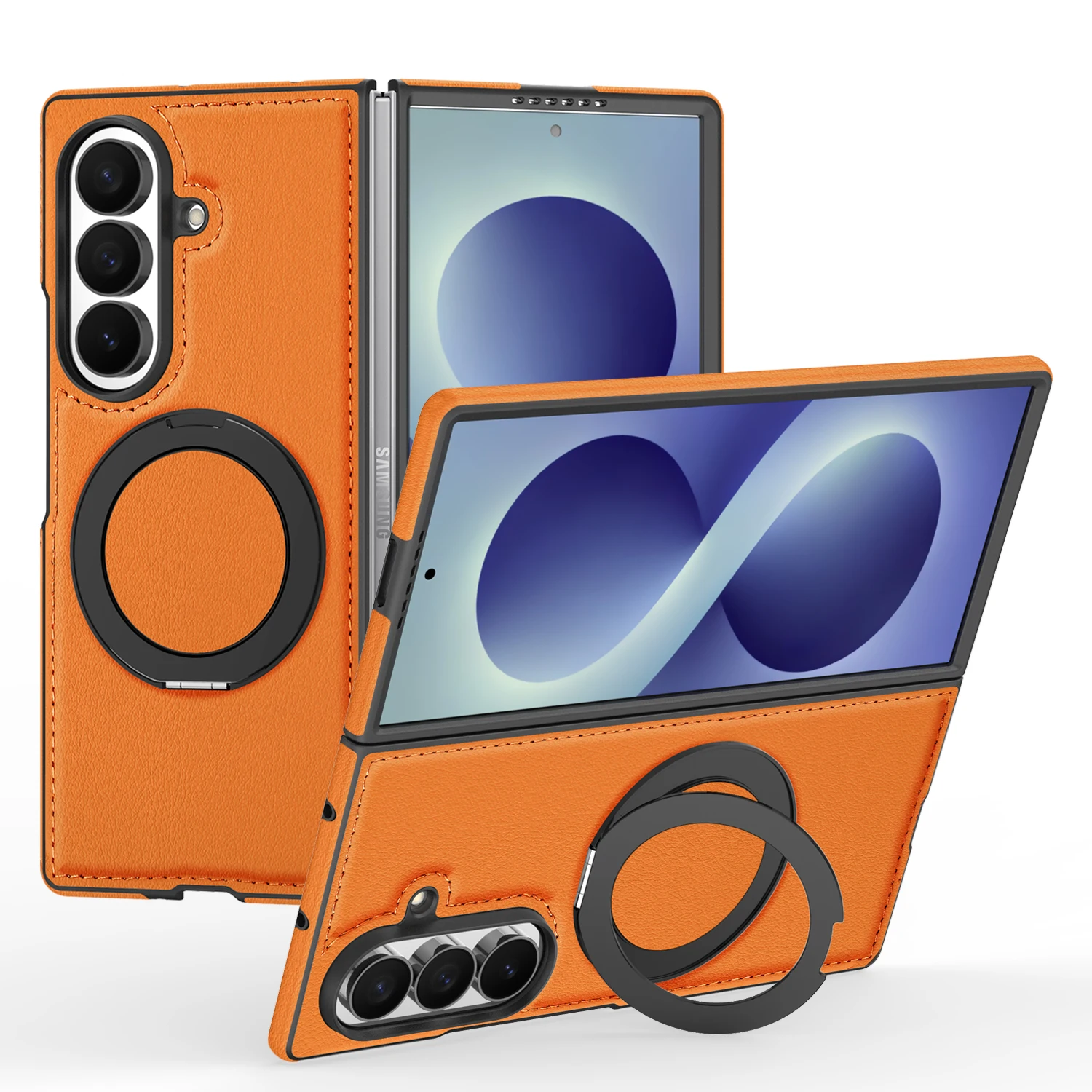 Hot sales 360 Rotating Magnetic Stand Leather Case for Samsung Z Fold 8 Ultra 7 6 5 4 3 Shockproof for Magsafe Slim Cover