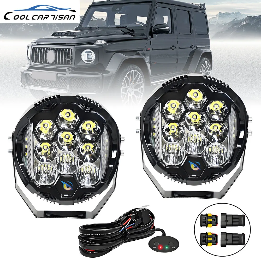 7inch LED Mile Headlight Bar Running Off Road Boat Work Light Switch Wire Harness Driving Combo Beam for LED 12V 24V ATV SUV