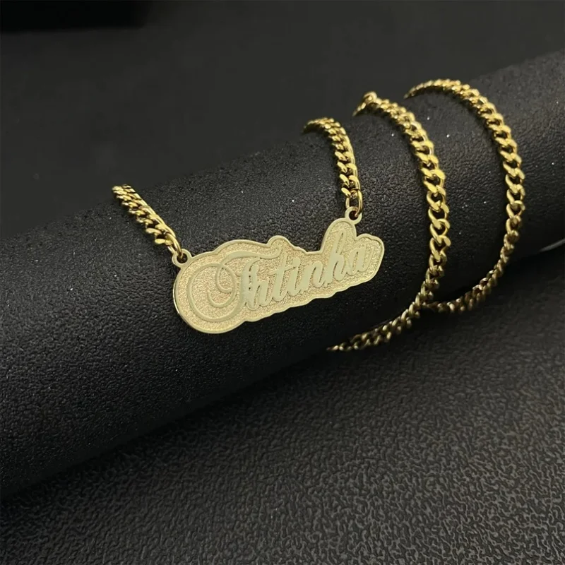 

Roro‘s Personalized Name Pendant Necklace Gold Cuba-chain Necklace Cute Necklace For Women Kids Baby Customized Jewelry