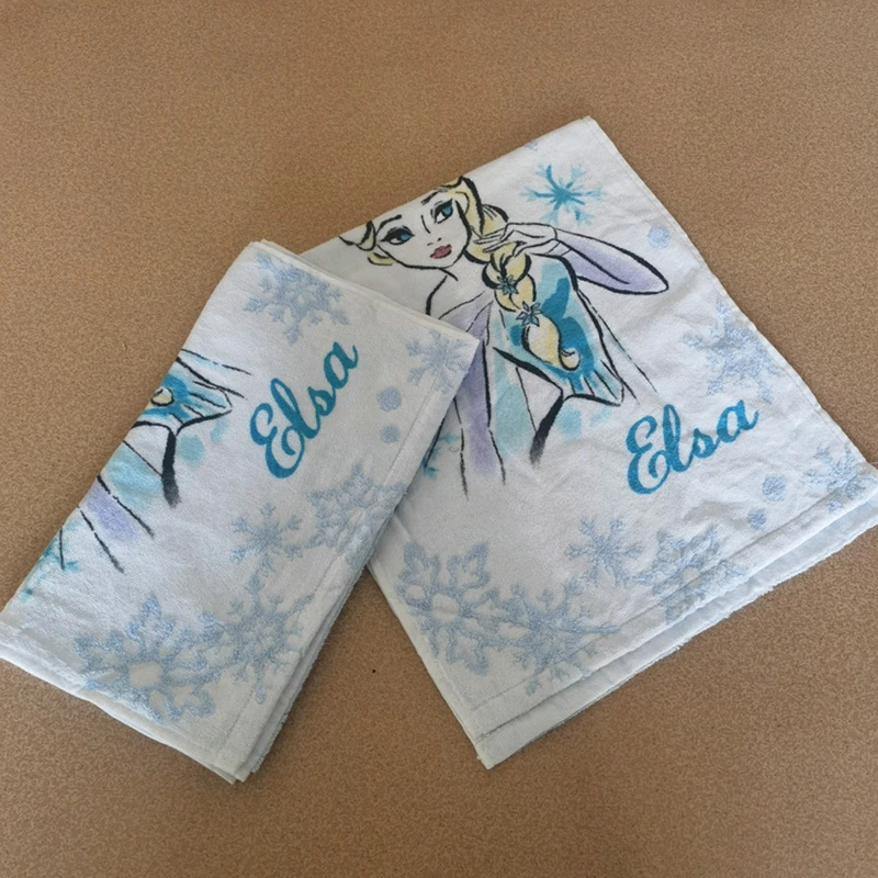 Disney Frozen Elsa Soft Cotton Hand Towel Cartoon Princess Figures Face Pillow Coffee Milk Towels Kitchen Decoration Large Size